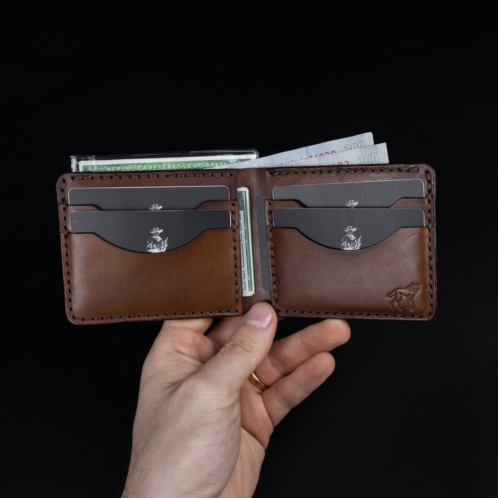 Carteira de Couro Bifold No.7 Marrom - Imagem 3