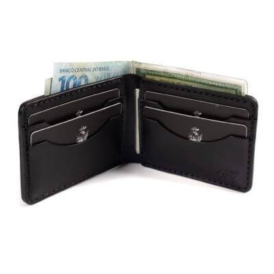 Carteira de Couro Bifold No.7 Preta
