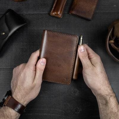 Carteira de Couro Notas de Campo Marrom