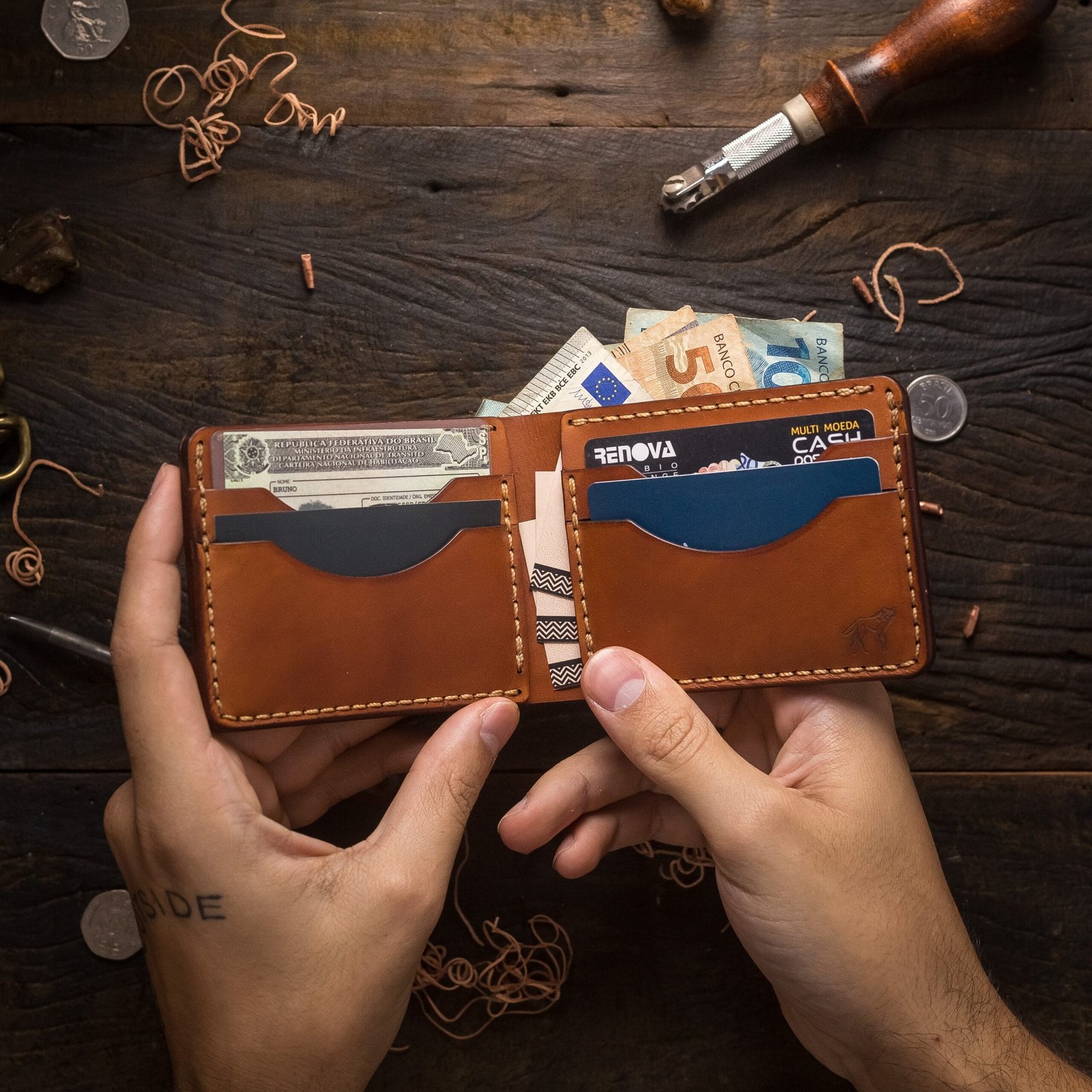 Carteira de Couro Bifold No.7 Savana - Imagem 3