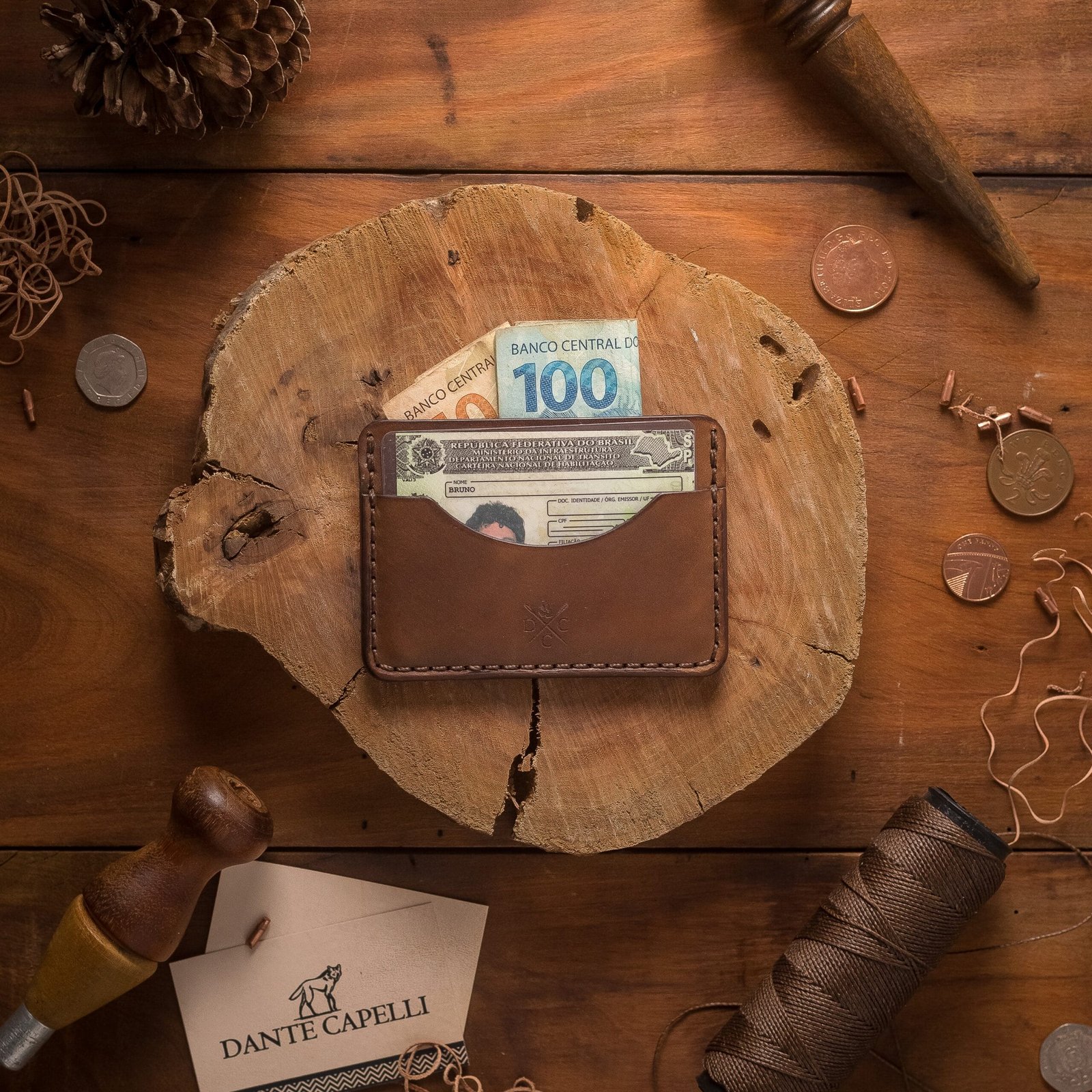 Carteira de Couro Minimalista No.3 Marrom - Imagem 8