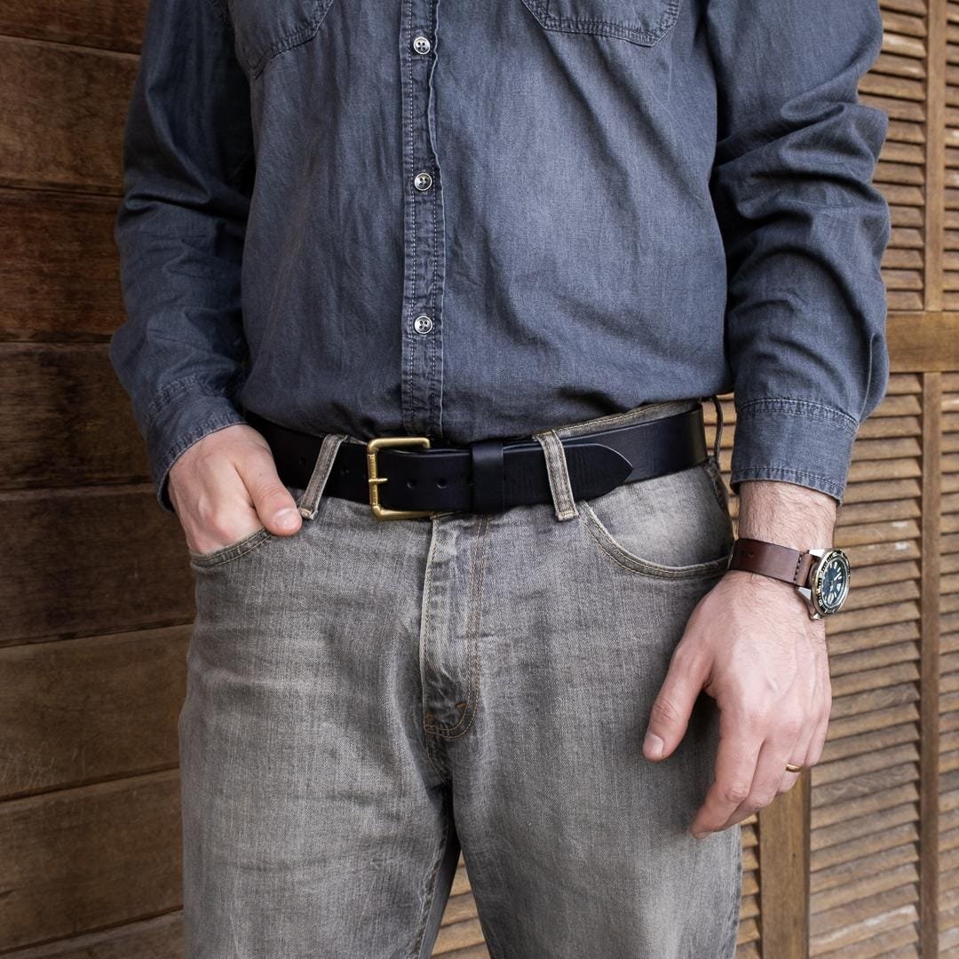 Cinto de Couro 1.5" Preto - Imagem 2