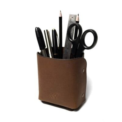 Porta-Canetas de Couro Marrom