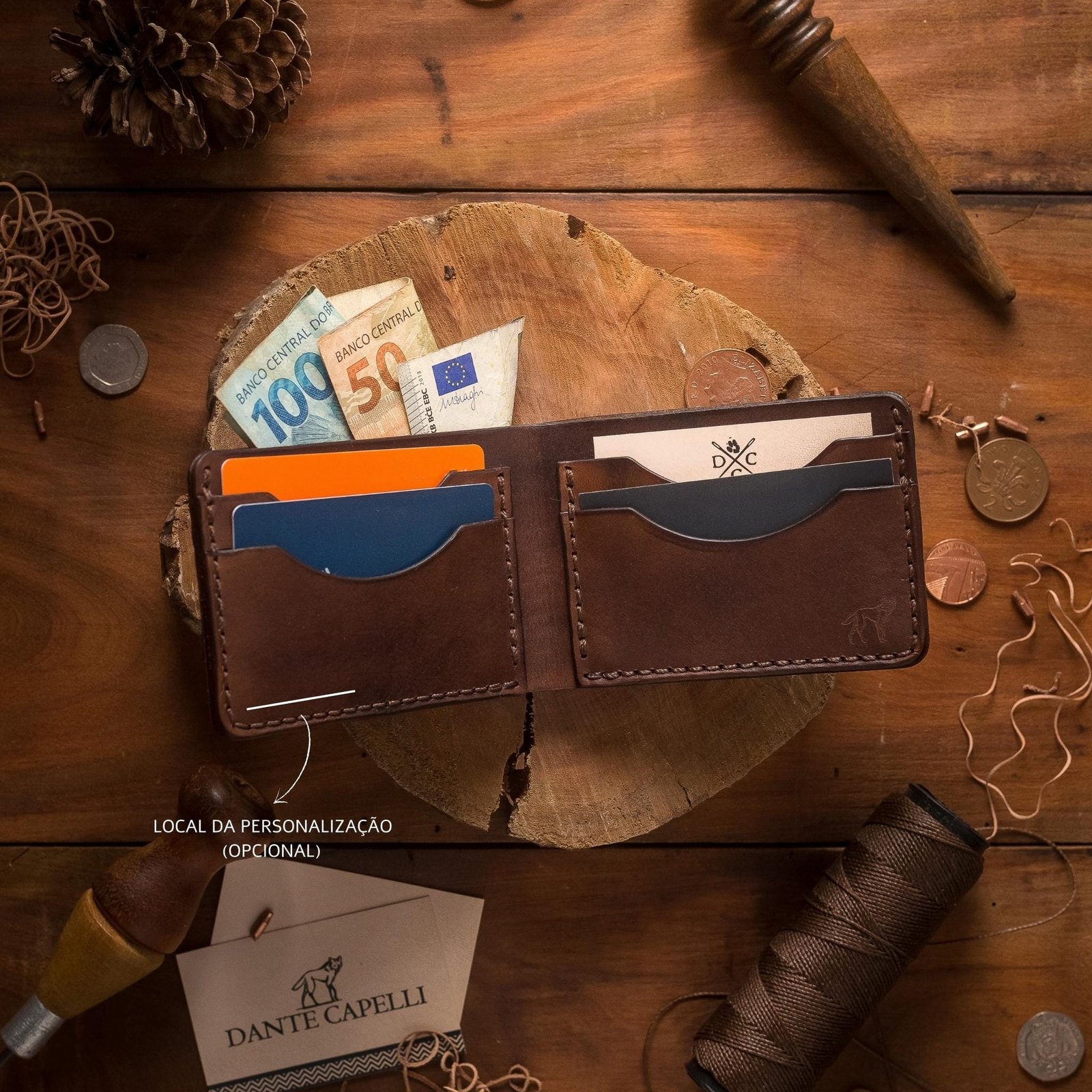 Carteira de Couro Bifold NO.5 Marrom - Imagem 6