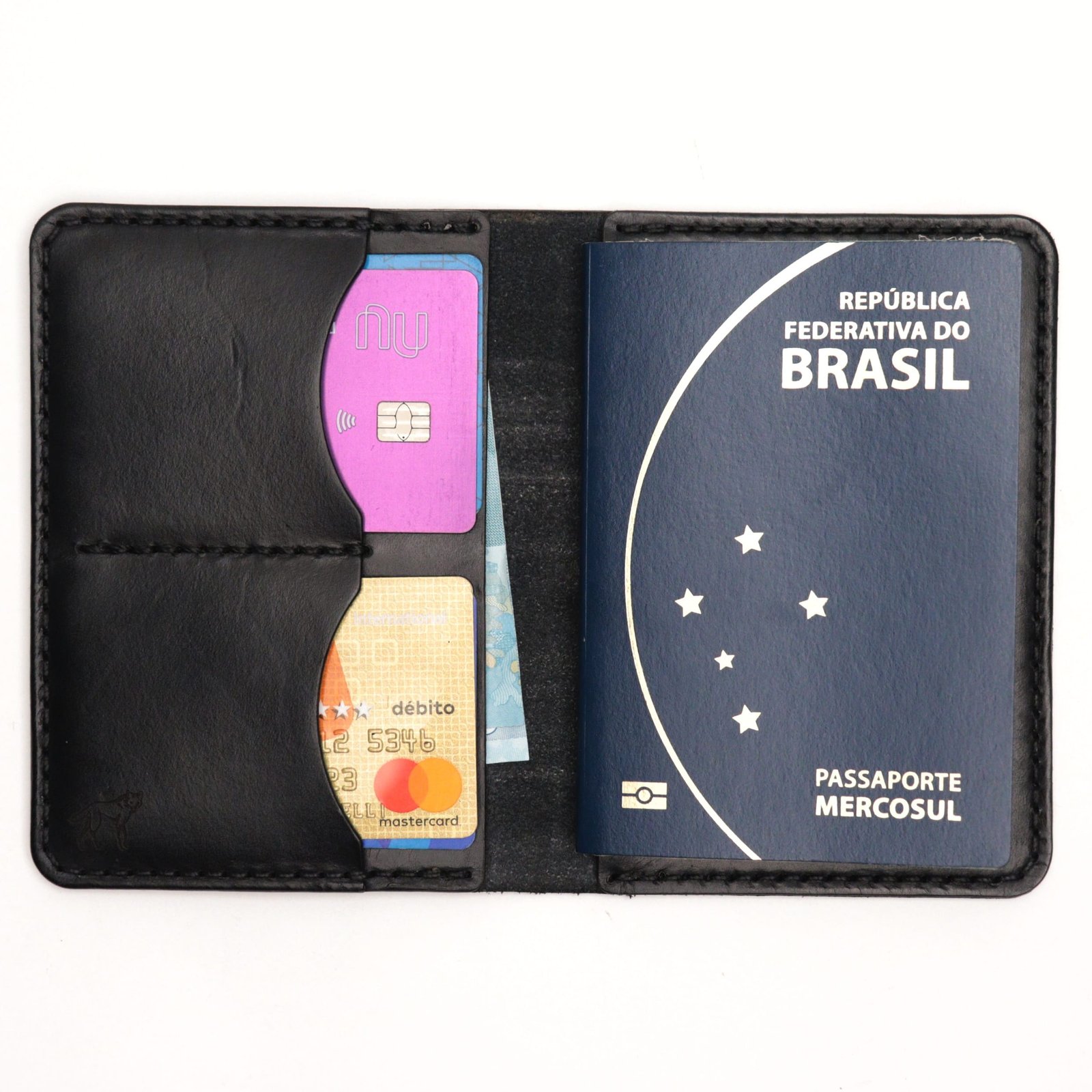Porta Passaporte de Couro Preto - Imagem 3