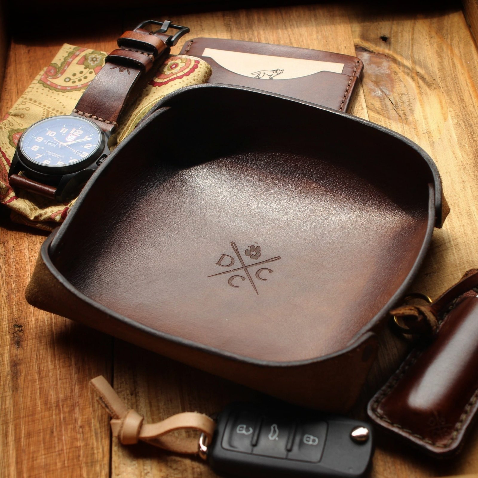 Organizador de Mesa em Couro | Marrom