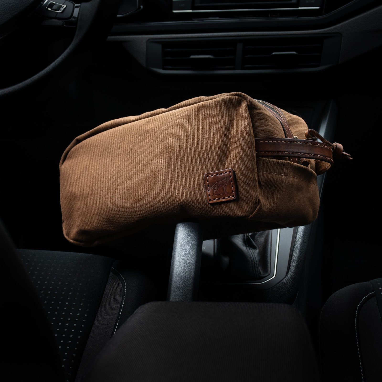 Necessaire Lona Encerada e Couro Marrom - Imagem 4