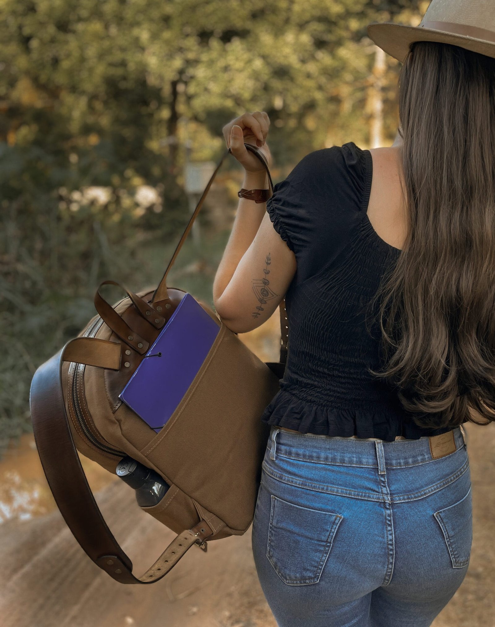 Mochila Lona Encerada e Couro - Imagem 6