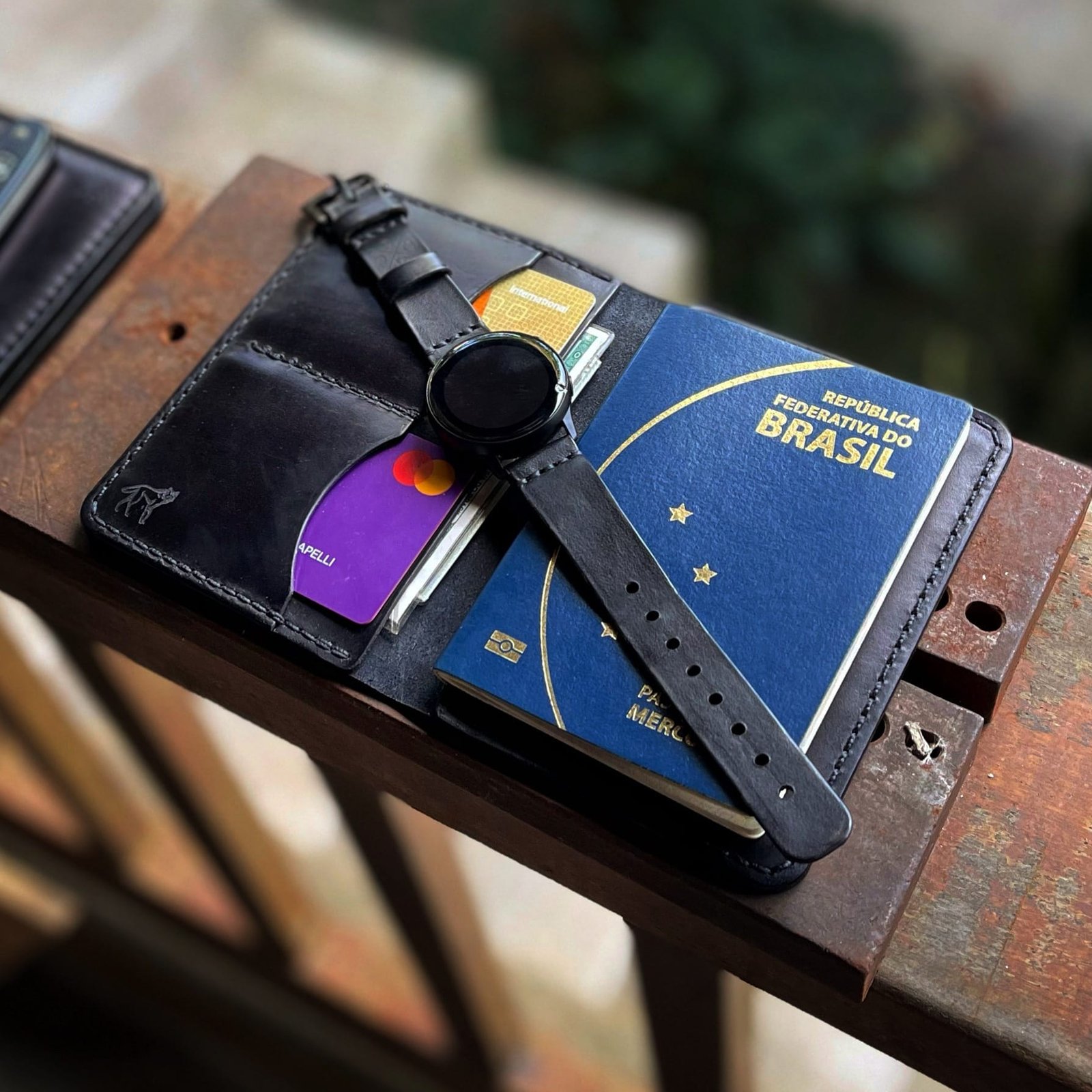 Pulseira de Couro Relógio Preta - Imagem 12