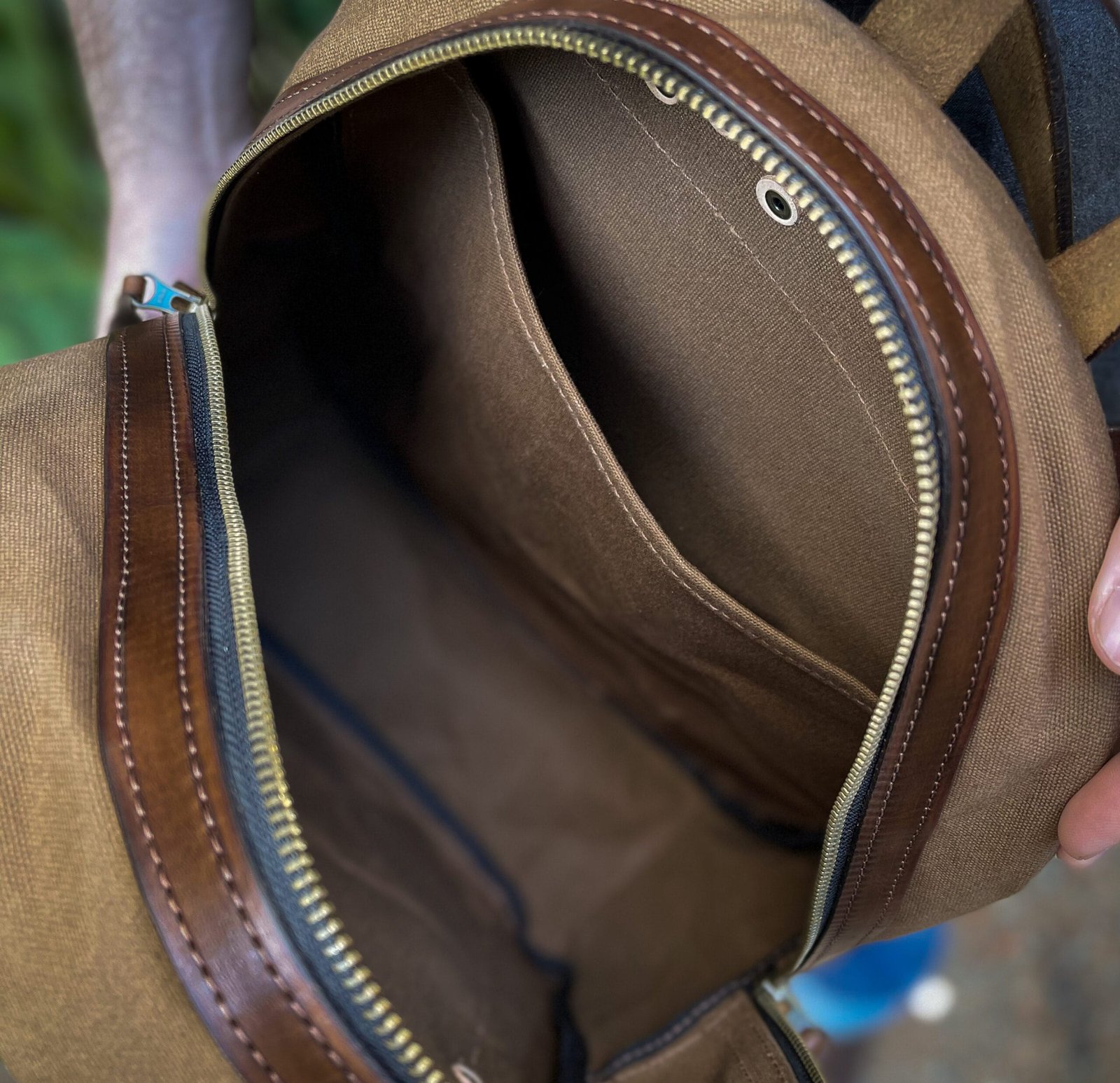 Mochila Lona Encerada e Couro - Imagem 7