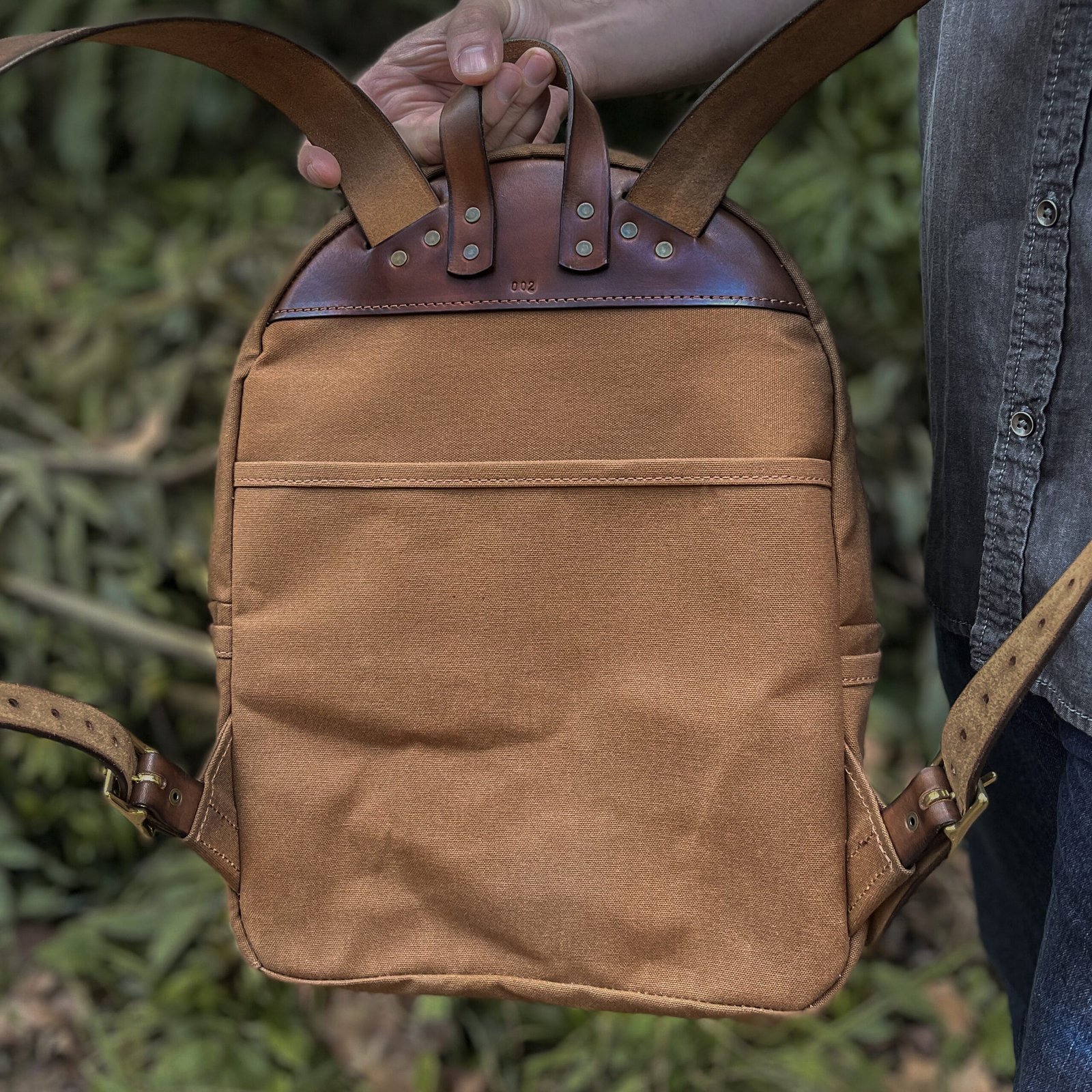 Mochila Lona Encerada e Couro - Imagem 8