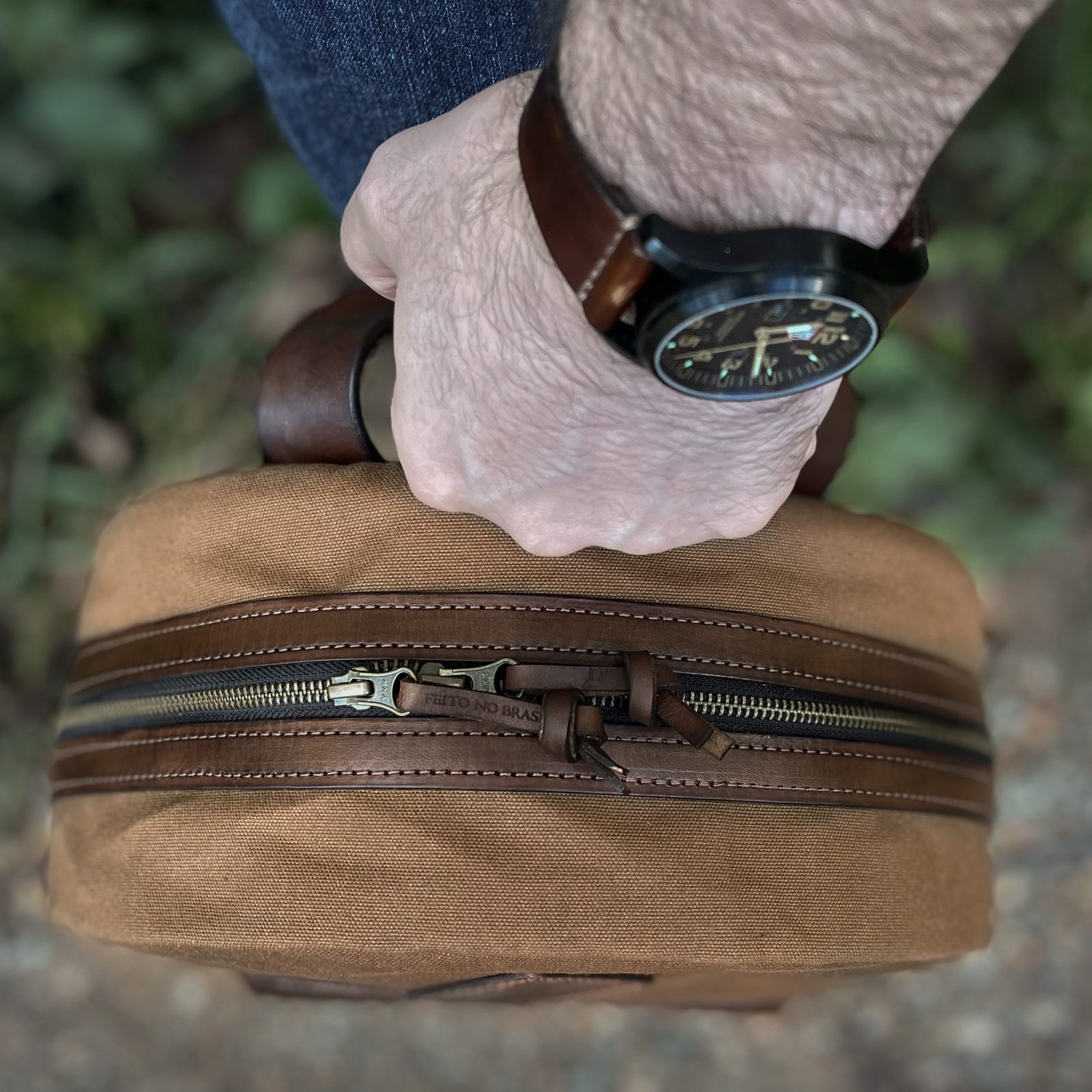 Mochila Lona Encerada e Couro - Imagem 9