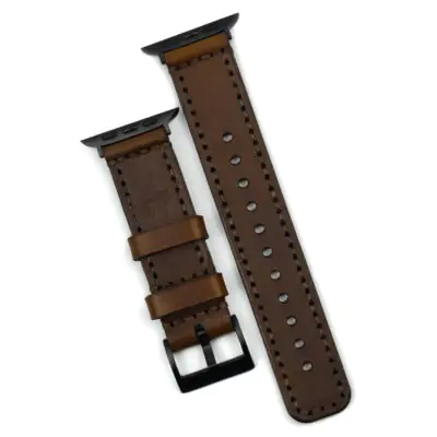 Pulseira de Couro Apple Watch Costurada Marrom