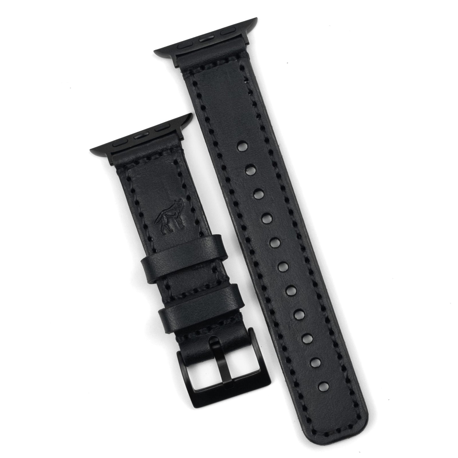 Pulseira de Couro Apple Watch Costurada Preta