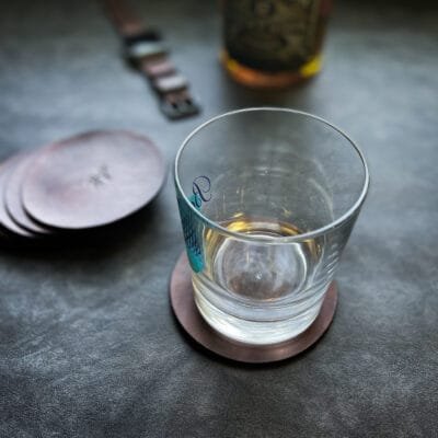 Kit Porta Copos de Couro Marrom