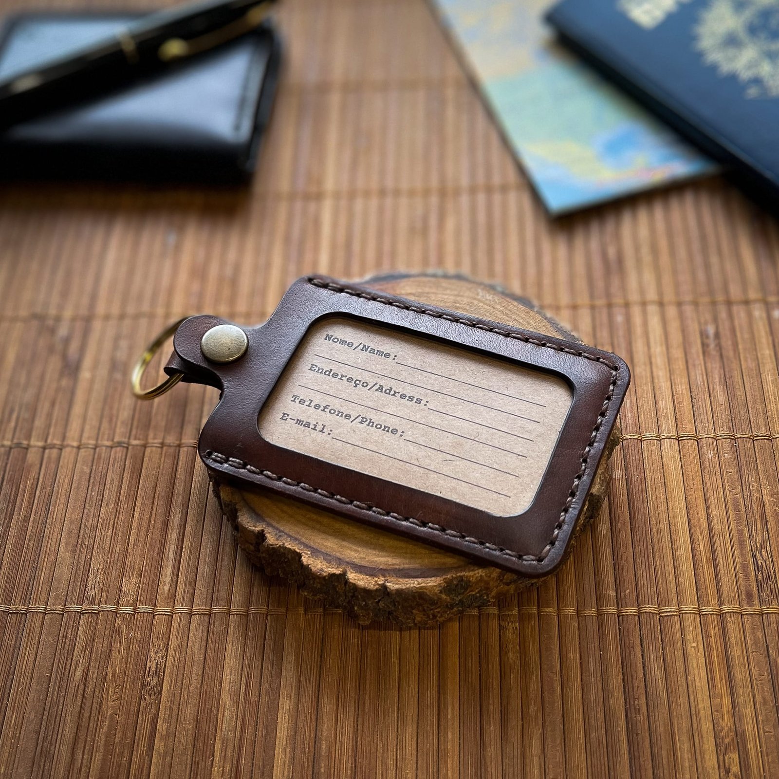 Identificador de Bagagem Couro Marrom - Imagem 4