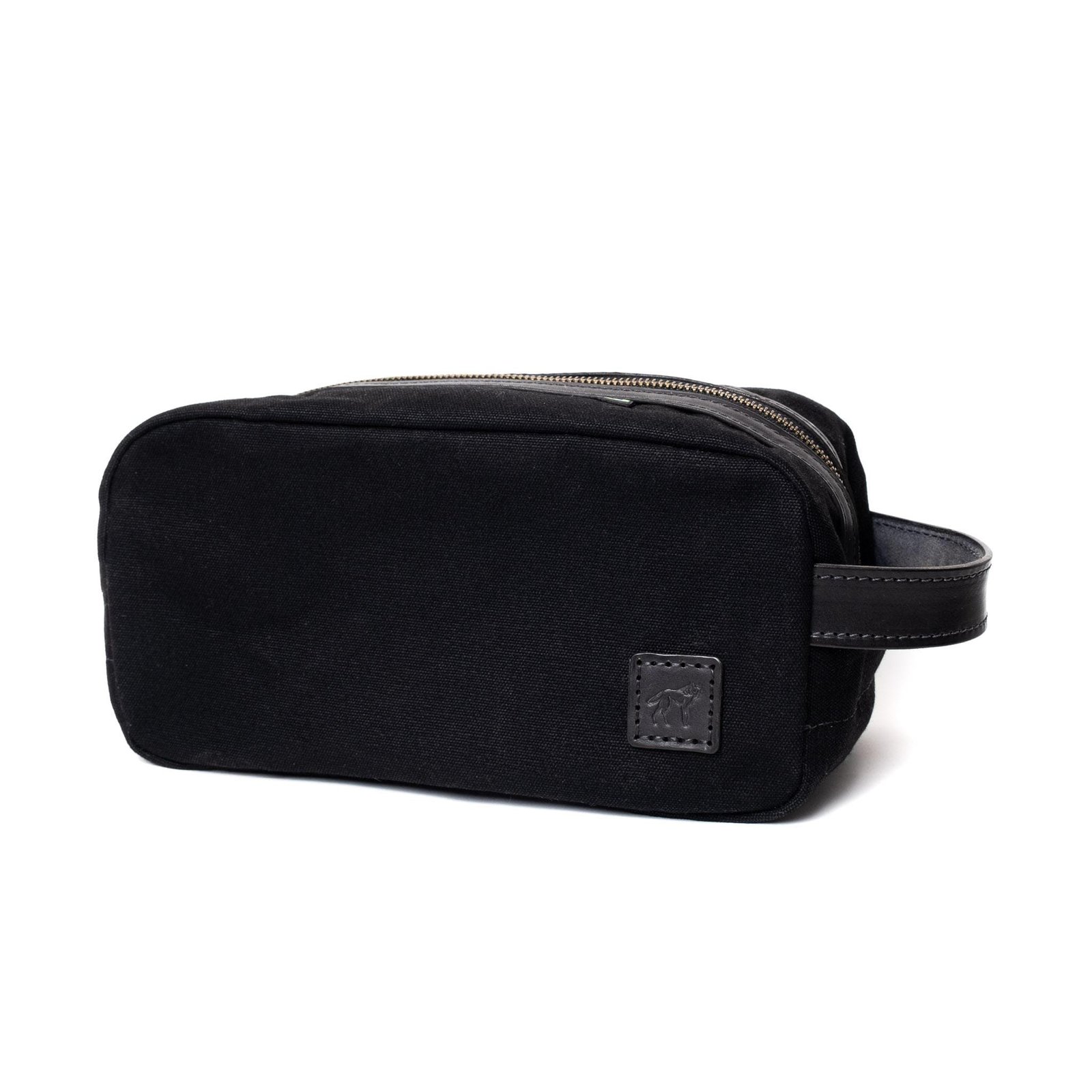 Necessaire Lona Encerada e Couro Preta