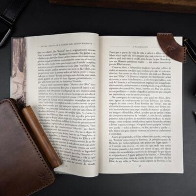 Kit 2 Marca Página de Couro Marrom