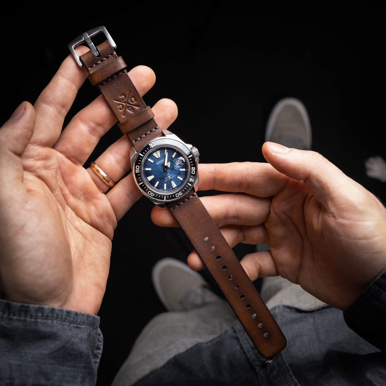 Pulseira de Couro Relógio Marrom - Imagem 5