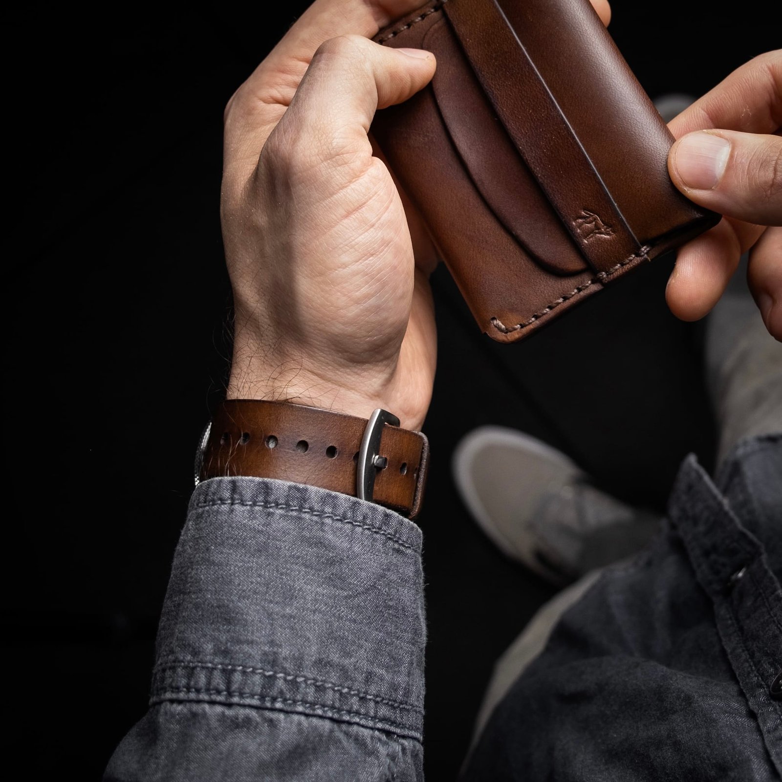 Pulseira de Couro Relógio Marrom - Imagem 6