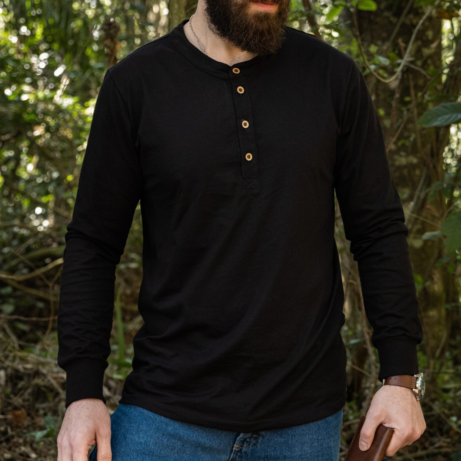 Camisa Colt Henley Manga Longa Preta