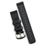 Pulseira de Couro Relógio Costurada Preta