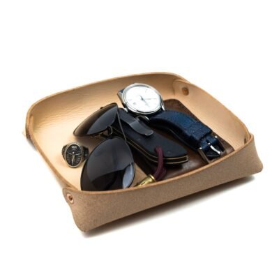 Organizador de Mesa em Couro Cru