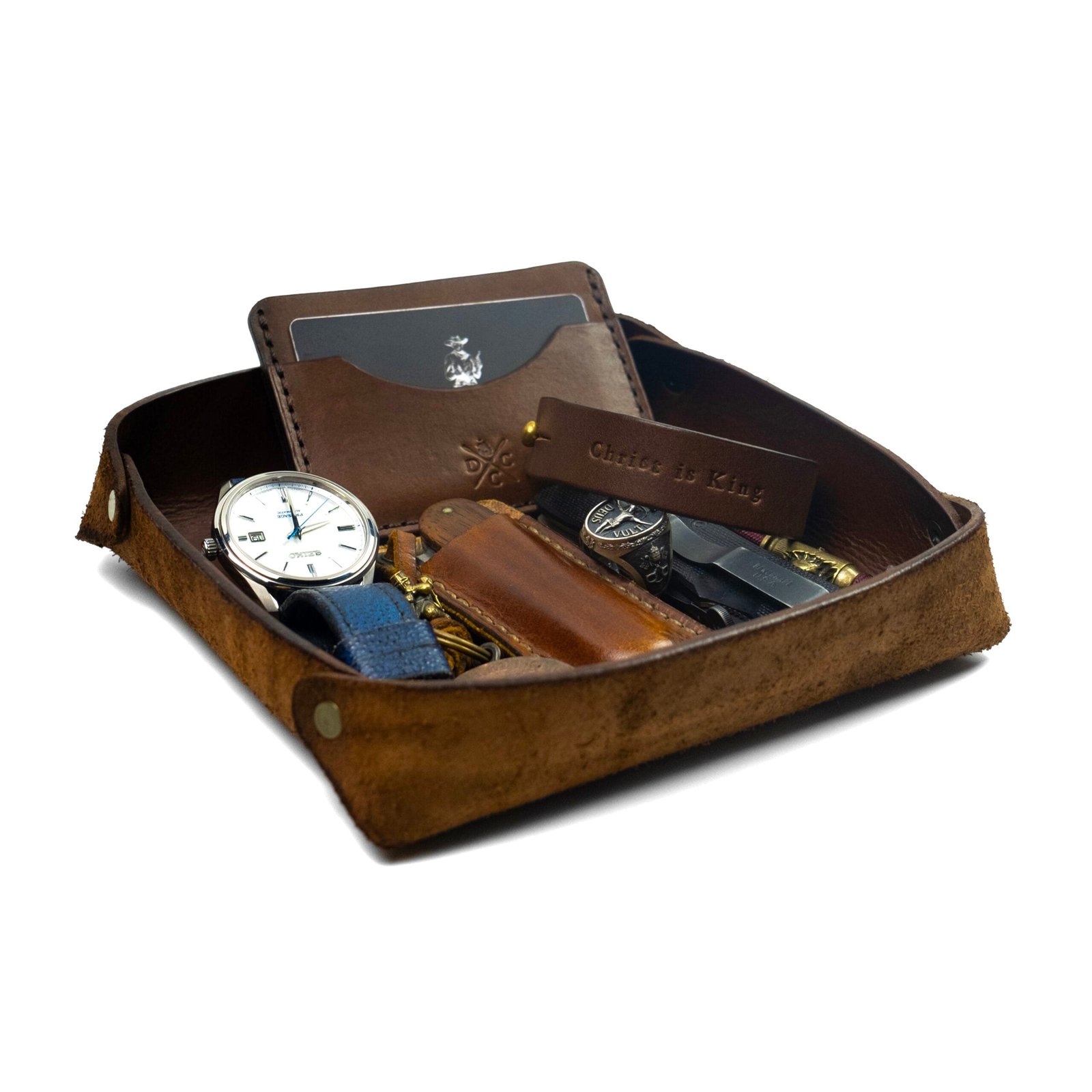 Organizador de Mesa em Couro Marrom  - Imagem 3