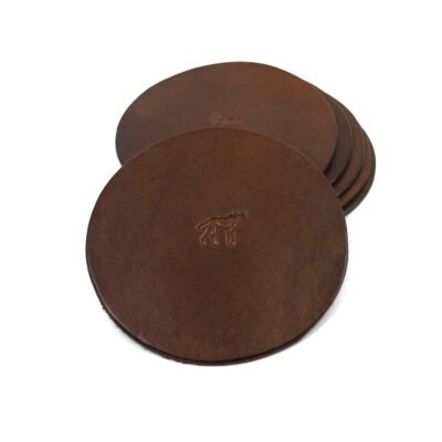 Kit Porta Copos de Couro Marrom