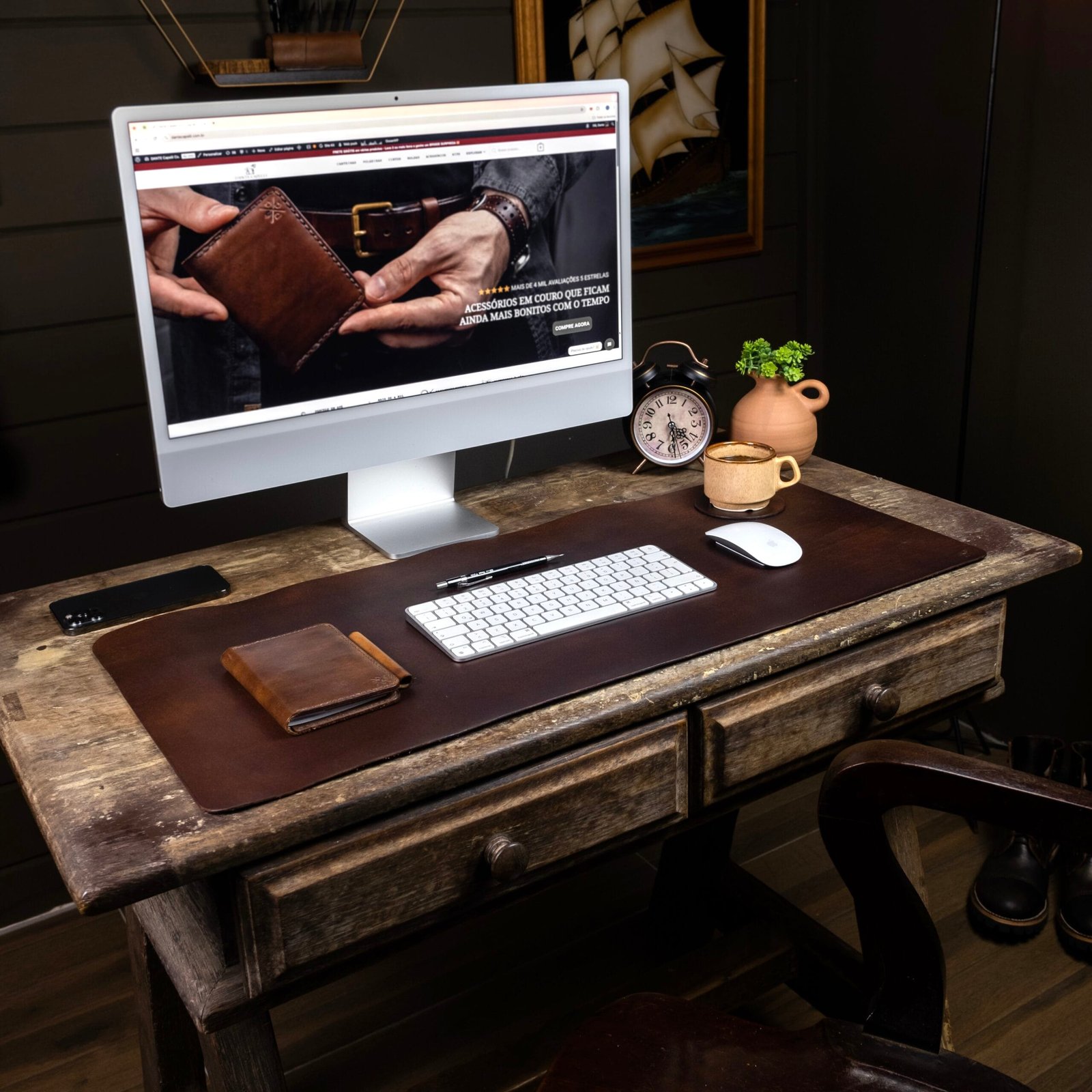 Desk Pad de Couro Marrom  - Imagem 4