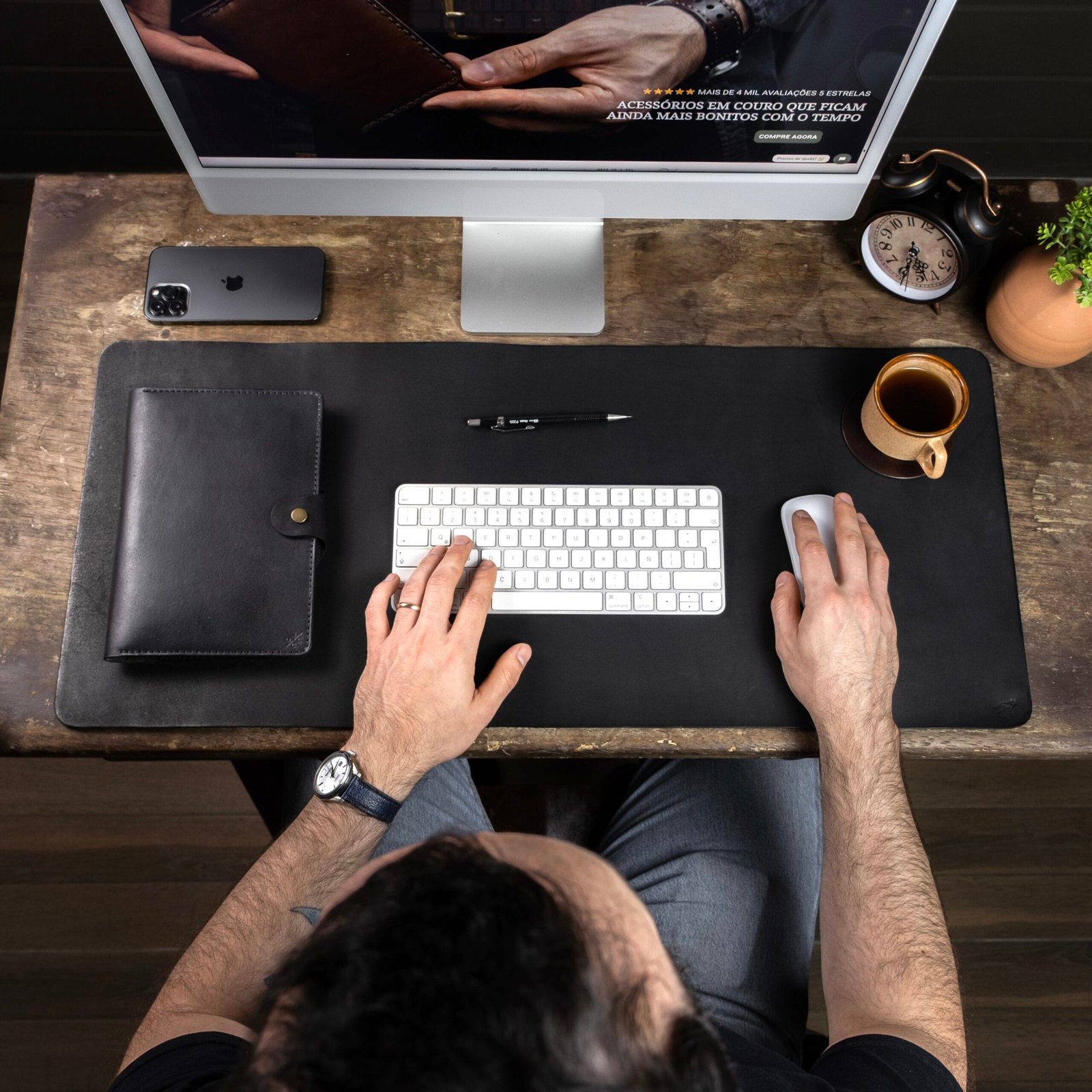 Desk Pad de Couro Preto - Imagem 4