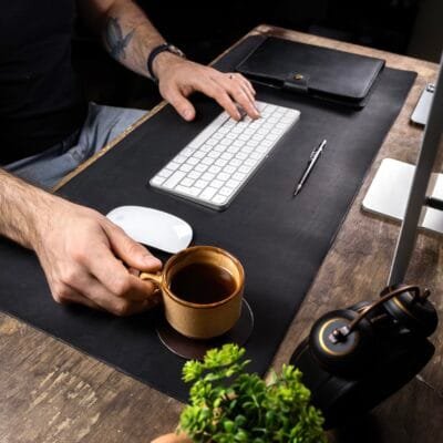 Desk Pad de Couro Preto