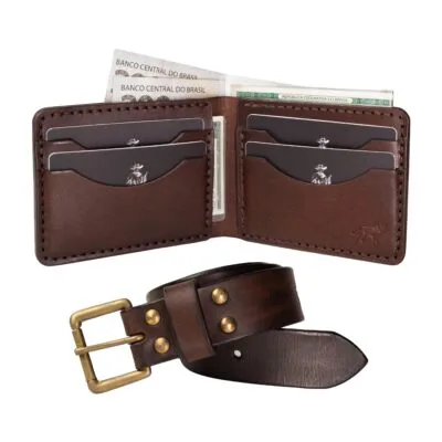 KIT Carteira Bifold No.7 + Cinto • Marrom