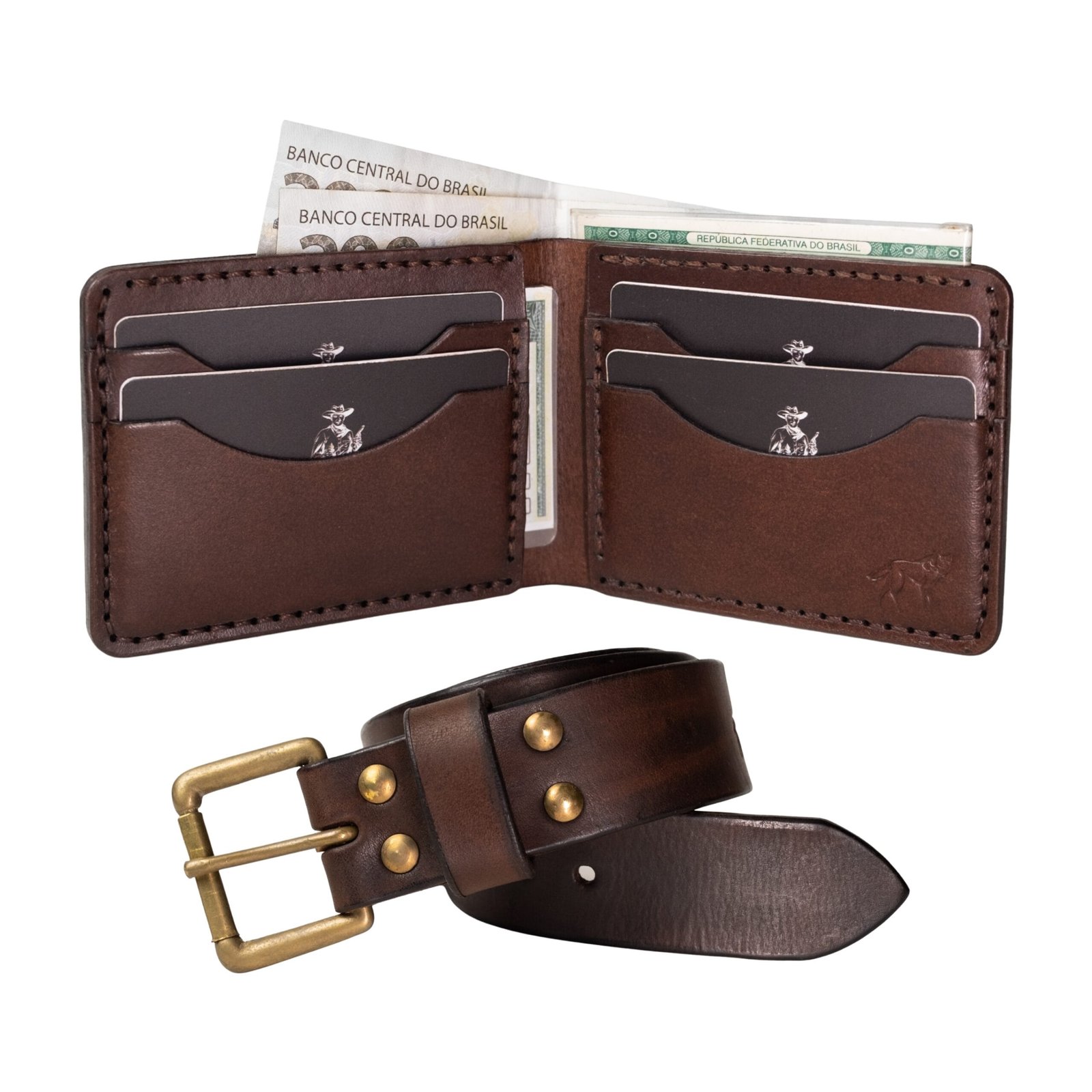 KIT Carteira Bifold No.7 + Cinto • Marrom - Imagem 8